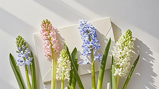 簡約書桌上的情人節花卉詩篇 多束蘭花蕾與極簡攝影美學